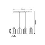 Rábalux 72247 Perez Beltéri lámpa Függeszték matt fekete, füstszínű E27 4x MAX 40, IP20