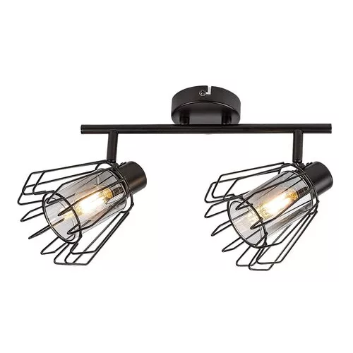 Rábalux 73068 Emerencia Beltéri lámpa, Spotlámpa, fekete-füstszínű üveg E14E14 2x MAX 40, IP20