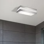 Rábalux 8227 Stuttgart Kültéri mennyezeti lámpa szatin króm-fehér E27 2x MAX 11, IP44