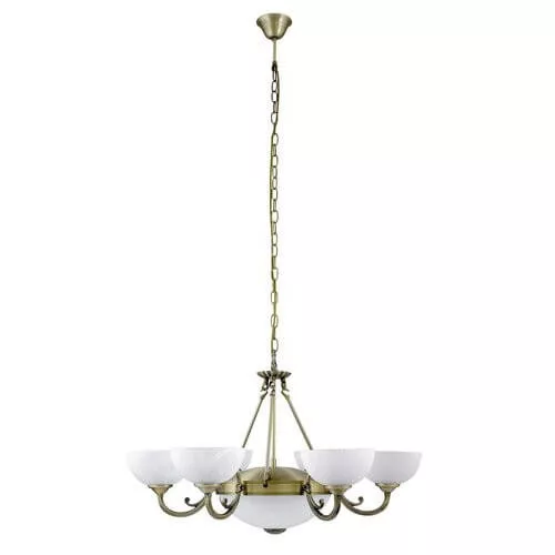 Rábalux 8546 Marlene Beltéri Csillár bronz-fehér alabástrom üveg E14 6x MAX 40 + E27 2x MAX 60, IP20