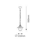 Rábalux 8678 Barcelona Kültéri lámpa, Kültéri függeszték, antik arany-átlátszó E27E27 1x MAX 60, IP43