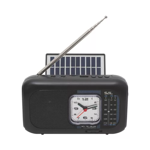 SAL RPH3 napelemes rádió és multimédia lejátszó, hibrid töltés, 3 sávos, napelemes, Bluetooth, cserélhető akkumulátor