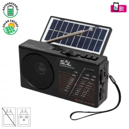   SAL RPH 1 napelemes rádió és multimédia lejátszó, hibrid töltés, 3 sávos AM-FM-SW rádió, USB/MicroSD, ~11 óra üzemidő, RPH_1