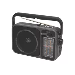   SAL RPR10 hordozható rádió multimédia lejátszóval, vezeték nélküli Bluetooth hangszóró, 3-sávos rádió, MP3 lejátszás USB/microSD eszközről, tölthető