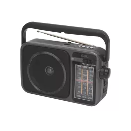   SAL RPR10 hordozható rádió multimédia lejátszóval, vezeték nélküli Bluetooth hangszóró, 3-sávos rádió, MP3 lejátszás USB/microSD eszközről, tölthető