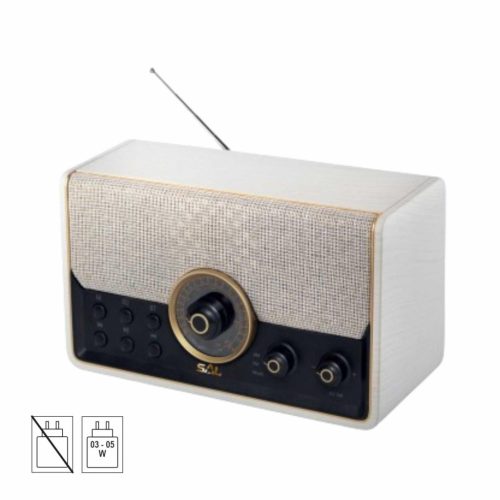 SAL RRT 6B retro táskarádió, multimédia lejátszó, 6 in 1, BT, USB, MicroSD, AUX, FM rádió, kihangosító, beépített mikrofon, RRT_6B