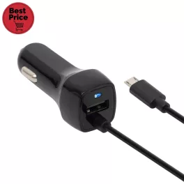   SAL SAU 24MU autós USB töltő 2in1, 2 készülék, USB, microUSB, 2,4 A összesen, SAU_24MU