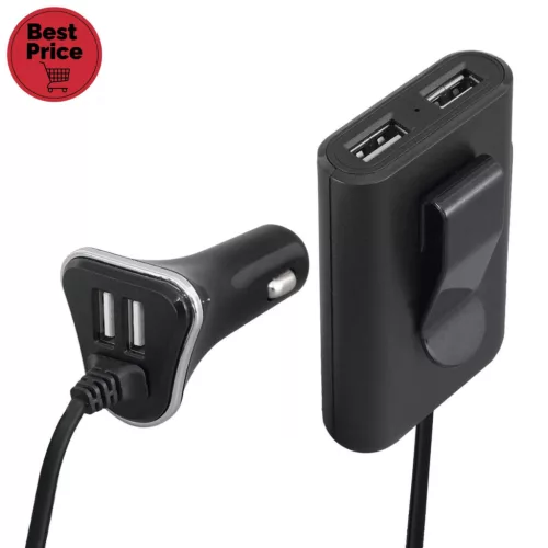 SAL SAU 96 nagy teljesítményű autós USB gyorstöltő, 48 W, 4 USB port, 4 x 2,4 A, SAU_96
