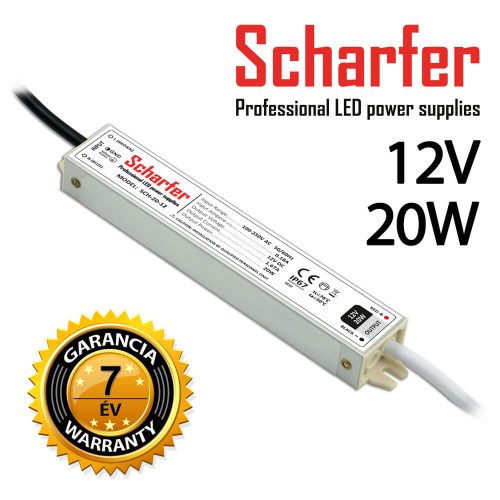 SCHARFER SCH-20-12 20W vízálló LED tápegység IP67 12V VDC 1,67A