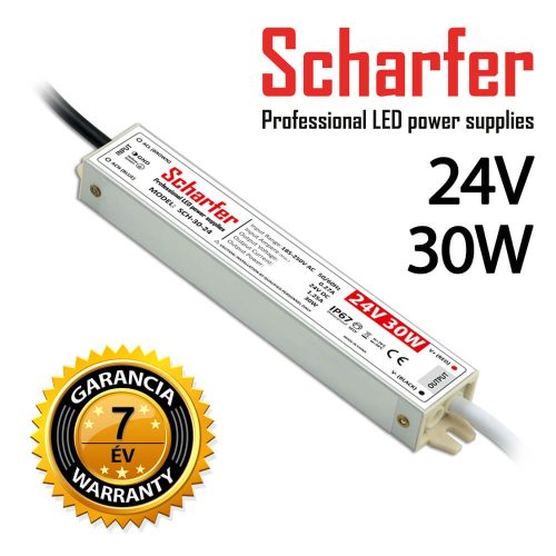 SCHARFER SCH-30-24 30W vízálló LED tápegység IP67 24V VDC 1,25A