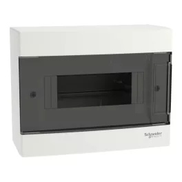   Schneider EASY9 EU Kiselosztó, 8 modul, PE+N sínnel, füstszínű ajtóval, falon kívüli EZ9EUC108
