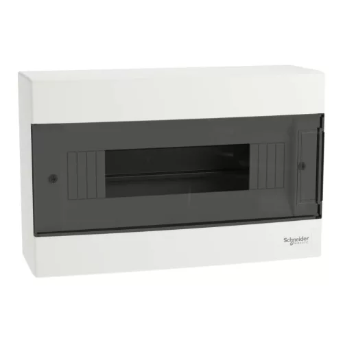 Schneider EASY9 EU Kiselosztó, 12 modul, PE+N sínnel, füstszínű ajtóval, falon kívüli EZ9EUC112