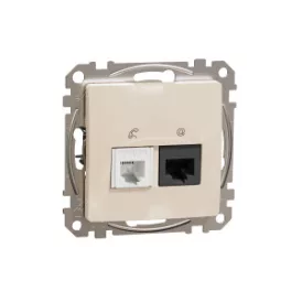   ÚJ SEDNA RJ11/RJ45 Cat6 UTP kombinált aljzat, bézs Schneider SDD112468