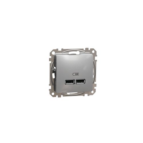 ÚJ SEDNA Dupla USB töltő, A+A, 2.1A, alumínium Schneider SDD113401