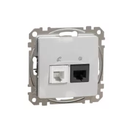   ÚJ SEDNA RJ11/RJ45 Cat6 UTP kombinált aljzat, alumínium Schneider SDD113468