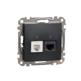   ÚJ SEDNA RJ11/RJ45 Cat6 UTP kombinált aljzat, antracit Schneider SDD114468