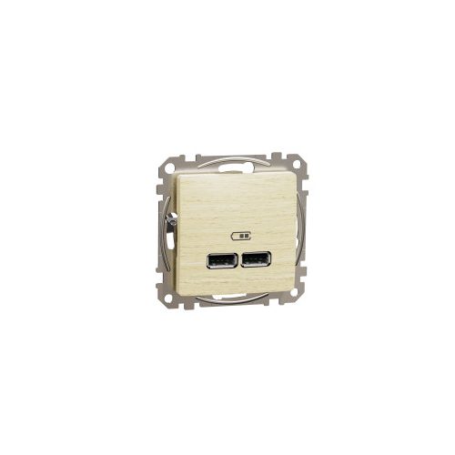 ÚJ SEDNA Dupla USB töltő, A+A, 2.1A, nyír Schneider SDD180401