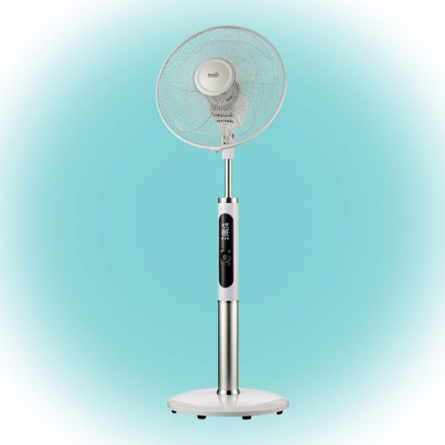Home SFR 40 3D álló ventilátor, 60 W, 3 fokozat, 40 cm-es lapátátmérő, 3D-s oszcillálás, távirányító, átlátszó lapát, LED kijelző, fehér, SFR_40_3D