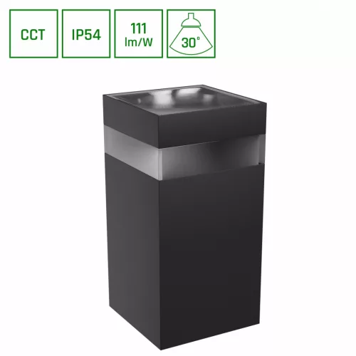 TORRE 9W 230V IP54 CCT 99x78x156 mm négyzetes fekete SLI003027CCT_PW SpectrumLED