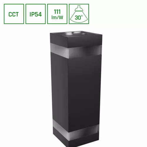 TORRE 18W 230V IP54 CCT 99x78x240 mm négyzetes fekete SLI003028CCT_PW SpectrumLED