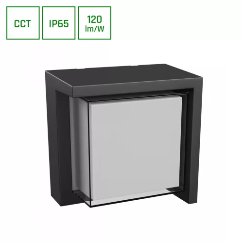 VERTO SQUARE EDGE 10W CCT 230V 160/120DEG IP65 160X160X100MM BLACK SLI003074CCT_PW SpectrumLED