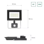 NOCTIS LUX 3 FLOODLIGHT 30W NW 230V IP44 150X190X53MM BLACK WITH PIR SENSOR