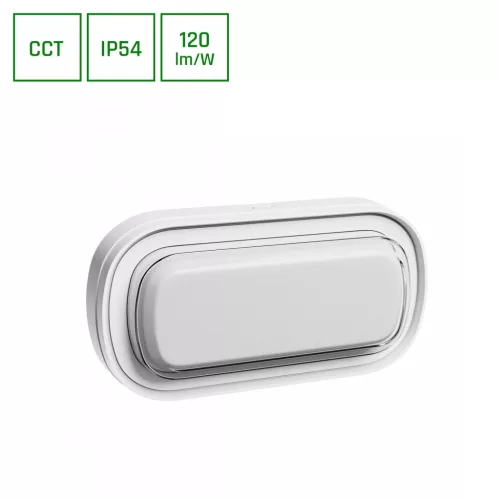 PASTILO 15W CCT 230V 120DEG IP54 IK10 266x137x47mm WHITE OVAL SLI042002CCT_PW SpectrumLED