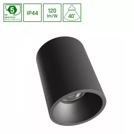   ORBITO SURFACE 10W NW 230V 40DEG IP44 UGR<19 RA90 FI75X100MM BLACK ROUND 5Y SLI043037NW_PW SpectrumLED