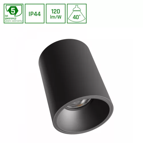 ORBITO SURFACE 10W NW 230V 40DEG IP44 UGR<19 RA90 FI75X100MM BLACK ROUND 5Y SLI043037NW_PW SpectrumLED