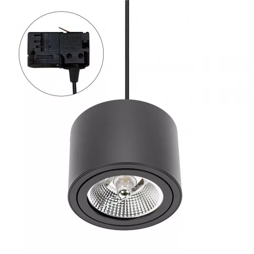 CHLOE AR111 3 PHASE TRACK MOUNTED GU10 250V IP20 139X100MM BLACK ROUND ADJUSTABLE