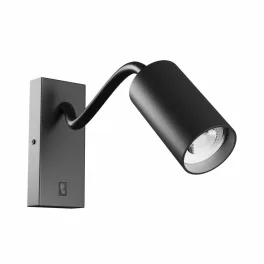   SQUALLA VARIOSA FLEXI SWITCH GU10 SCONCE 230V IP20 55x100x410MM BLACK ROUND SLIP006024 SpectrumLED