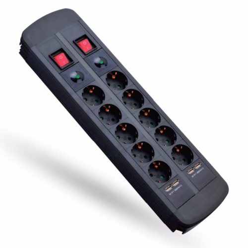 STI1044 Hálózati elosztó  10-1.5fm vezetékkel, villámvédelemmel+4xUSB 5VDC 2x500mA, H05VV-F 3x1,5mm2  Stilo