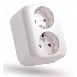   STI281 SF-01-210 STILO FORTE 2x2P+F Schuk fh falonkívüli kettős földelt csatlakozóaljzat gyermekvéde