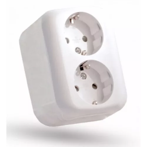 STI281 SF-01-210 STILO FORTE 2x2P+F Schuk fh falonkívüli kettős földelt csatlakozóaljzat gyermekvéde
