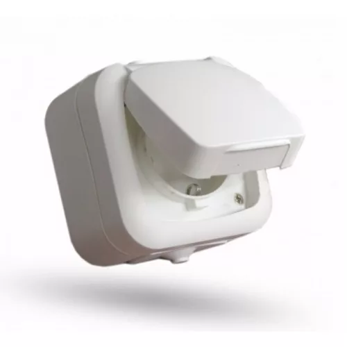 STI300 STILO AQUA 2P+F Schuko IP54 fehér földelt csatlakozóaljzat gyermekvédelemmel