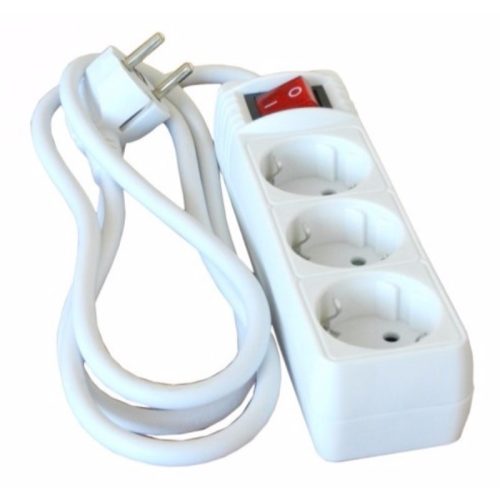 Kapcsolható hosszabbító, elosztó 3-as 5fm fehér Hálózati elosztó  3-5m+kapcsoló Stilo (STI768)