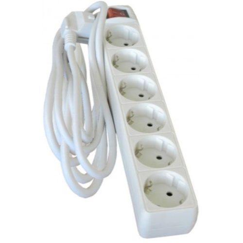 Kapcsolható hosszabbító, elosztó 6-os 3fm fehér Hálózati elosztó  6-3m+kapcsoló Stilo (STI959)
