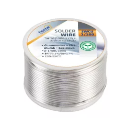  Home SWCU 1/100 forrasztóón 1mm, 100g, európai gyártótól származó kiváló minőségű forrasztóón, összetétel: SN/PB: 60/40%, gyanta: 2,0%, SWCU_1_100