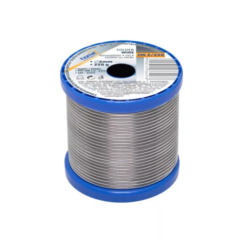 Home SW 2/250 forrasztóón, 2mm, 250g, európai gyártótól származó kiváló minőségű forrasztóón, összetétel: SN/PB: 60/40%, gyanta: 2,0%, SW_2_250