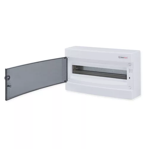 Tehnoplast Falon kívüli kiselosztó doboz, C sorozat, 18 modulos, átlátszó ajtó-1soros, 396x236x112 mm, IP40 THP-N18C