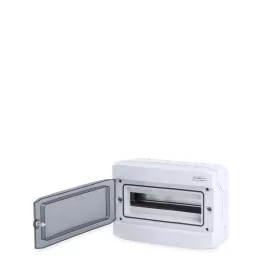   Tehnoplast Falon kívüli kiselosztó doboz, D sorozat, 18 modulos,átlátszó ajtó, 1 soros, 319x383x142 mm, IP65 THP-N18D