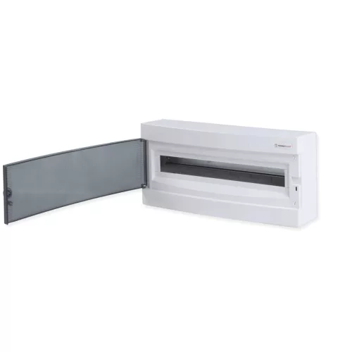 Tehnoplast Falon kívüli kiselosztó doboz, C sorozat, 24 modulos, átlátszó ajtó, 1soros, 501x233x98 mm, IP40 THP-N1x24C