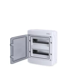   Tehnoplast Falon kívüli kiselosztó doboz, D sorozat, 24 modulos,átlátszó ajtó, 2 soros, 319x383x142 mm, IP65 THP-N24D