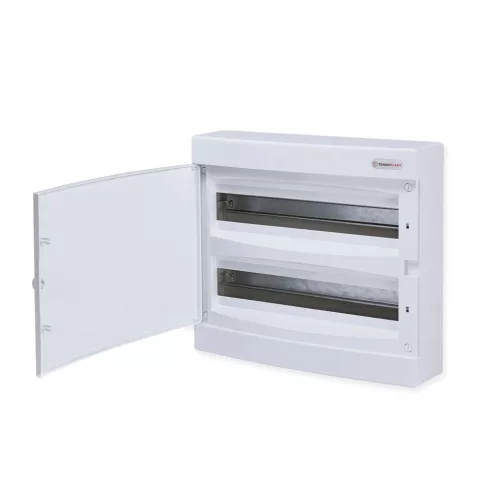 Tehnoplast Falon kívüli kiselosztó doboz, C sorozat, 36 modulos, fehér ajtó, 2 soros, 396x361x112 mm, IP40 THP-N2x18CW