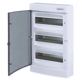   Tehnoplast Falon kívüli kiselosztó doboz, C sorozat, 36 modulos, átlátszó ajtó, 3 soros, 287x526x112 mm,IP40 THP-N36C