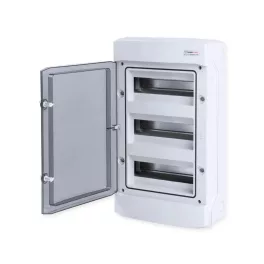   Tehnoplast Falon kívüli kiselosztó doboz, D sorozat, 36 modulos, átlátszó ajtó, 3 soros, 319x534x144mm, IP65 THP-N36D