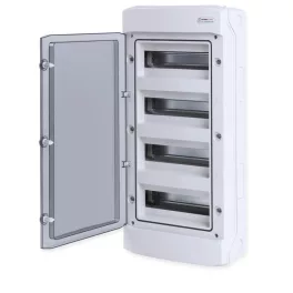   Tehnoplast Falon kívüli kiselosztó doboz, D sorozat, 48 modulos, átlátszó ajtó, 4 soros, 319x534x144mm, IP65 THP-N48D