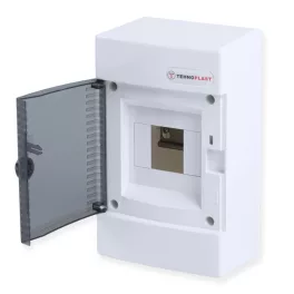  Tehnoplast Falon kívüli kiselosztó doboz, C sorozat, 4 modulos, átlátszó ajtó, 1 soros, 235x139x98 mm, IP40 THP-N4C