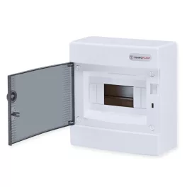   Tehnoplast Falon kívüli kiselosztó doboz, C sorozat, 8 modulos,átlátszó ajtó-1soros,215x236x102mm,IP40 THP-N8C