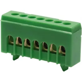   Tehnoplast Szigetelt bekötőkapocs (zöld), földelő kapocs kalapsínhez - 7 furattal THP-PE7